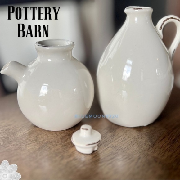 POTTERY BARN White Oil and Vinegar Set - Picture 4 of 5